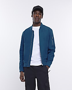 Blue regular fit bomber jacket