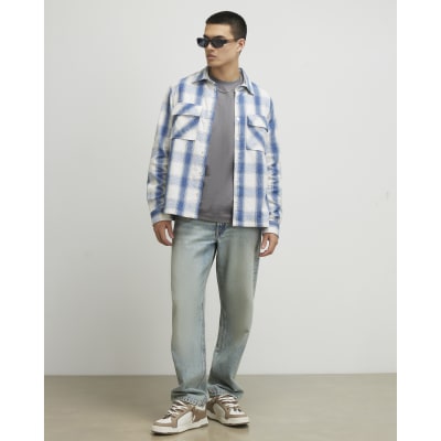 Blue Regular Fit Check Overshirt