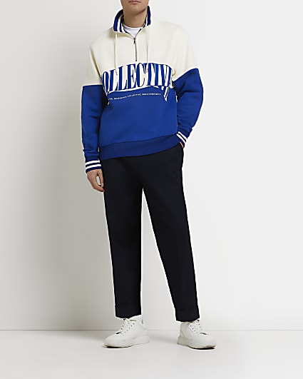Blue regular fit colour block sweatshirt