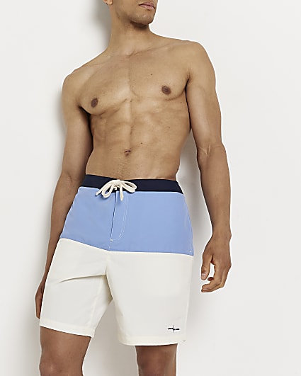 Blue Regular fit colour block Swim shorts