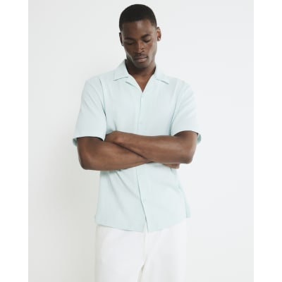 Blue Regular Fit Crinkle Textured Shirt
