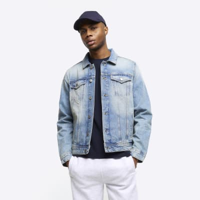 Mens short denim jacket sale