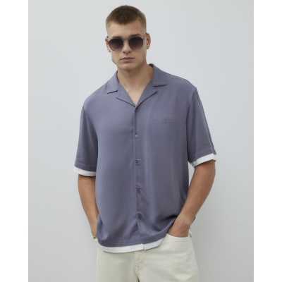 Blue Regular Fit Double Hem Shirt