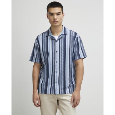 Blue Regular Fit Geometric Print Shirt