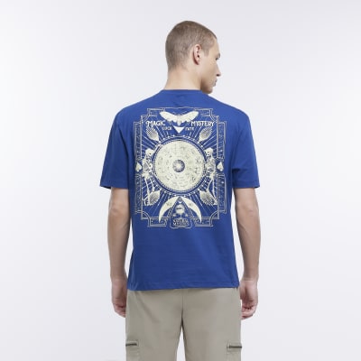Blue regular fit graphic print t-shirt