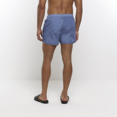 Blue regular fit iridescent swim shorts River Island