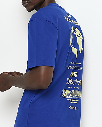 Blue Regular fit Japanese graphic T-shirt