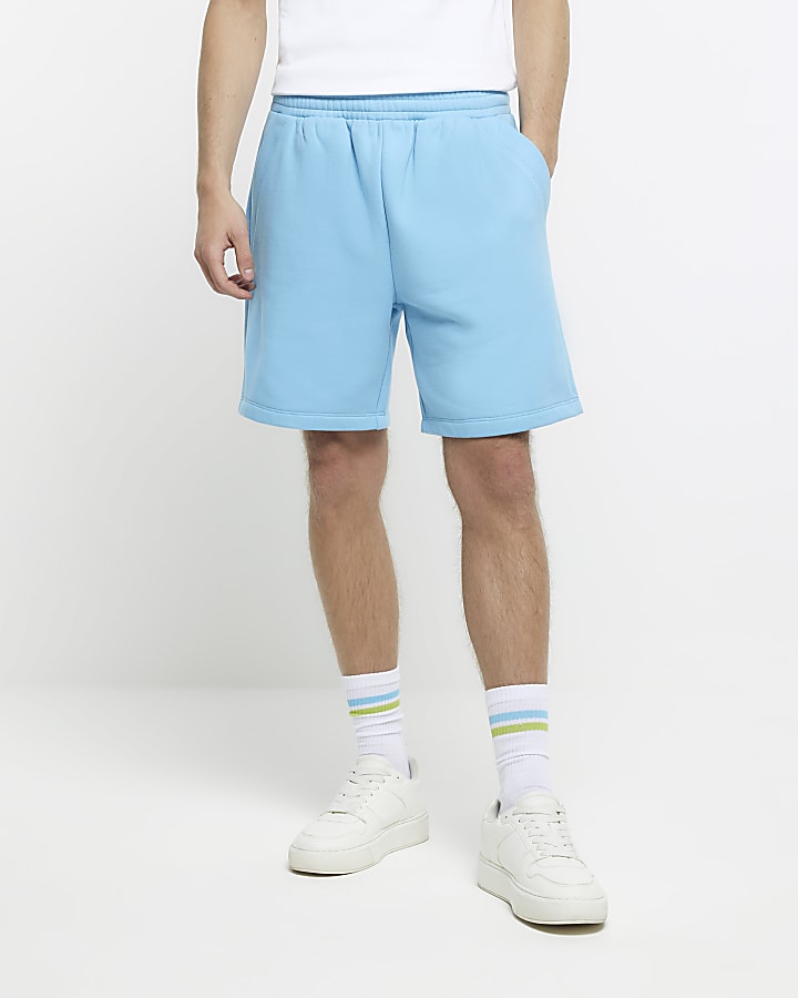 Blue regular fit jersey shorts