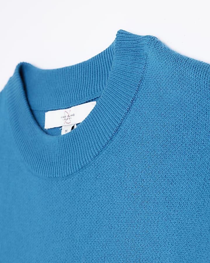 Blue regular fit knitted t-shirt