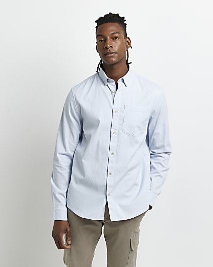 Blue regular fit long sleeve shirt