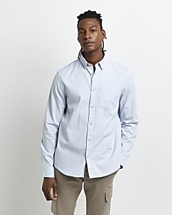 Blue regular fit long sleeve shirt