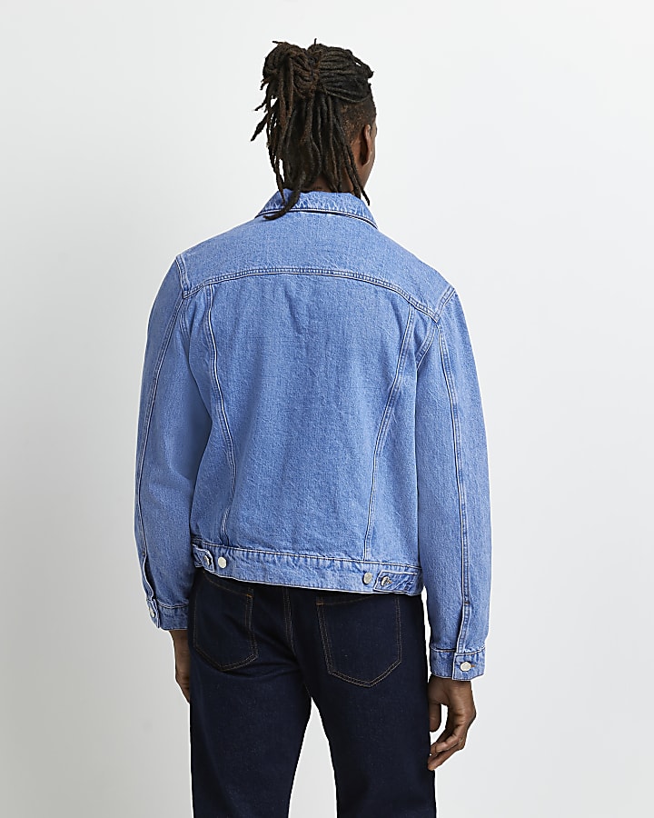 Blue regular fit multi pocket denim jacket