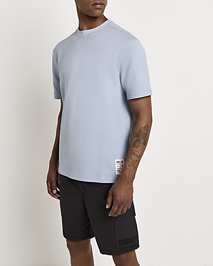Blue Regular fit ribbed t-shirt