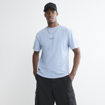 Blue Regular Fit Snake Washed T-Shirt