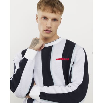 Blue Regular Fit Stripe Knit Jumper