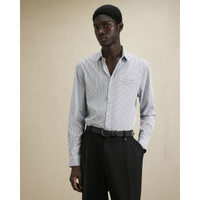 Blue Regular Fit Stripe Shirt