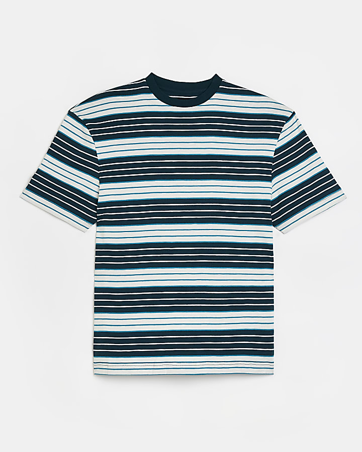 Blue Regular fit Stripe t-shirt
