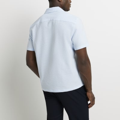 Blue Regular fit Textured revere Shirt