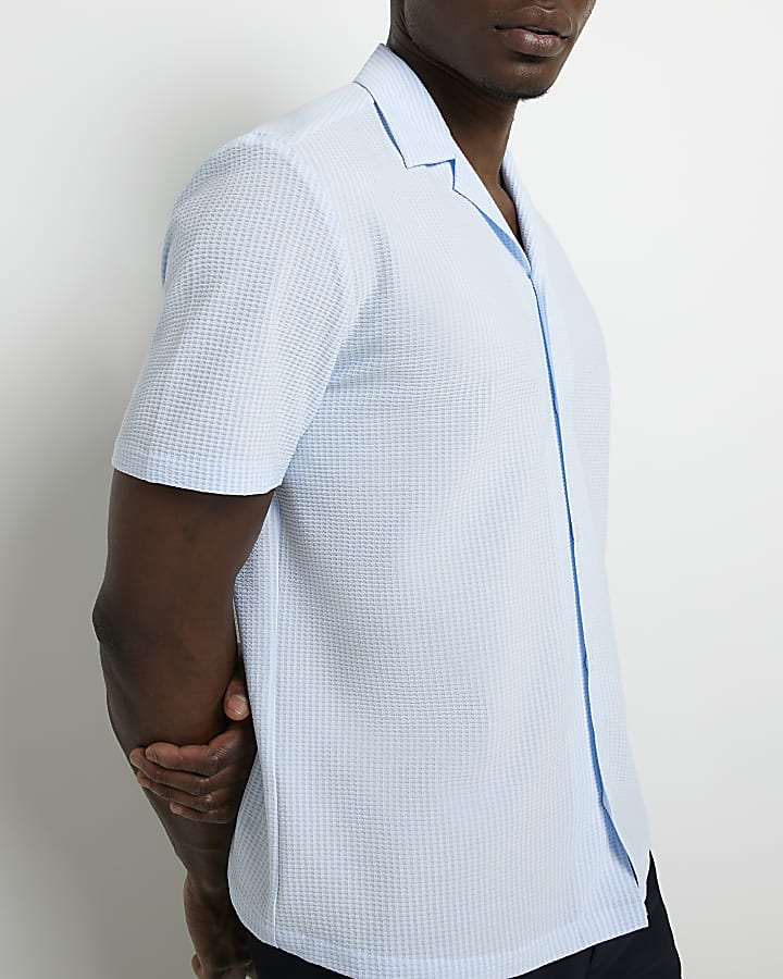 Blue Regular fit Textured revere Shirt