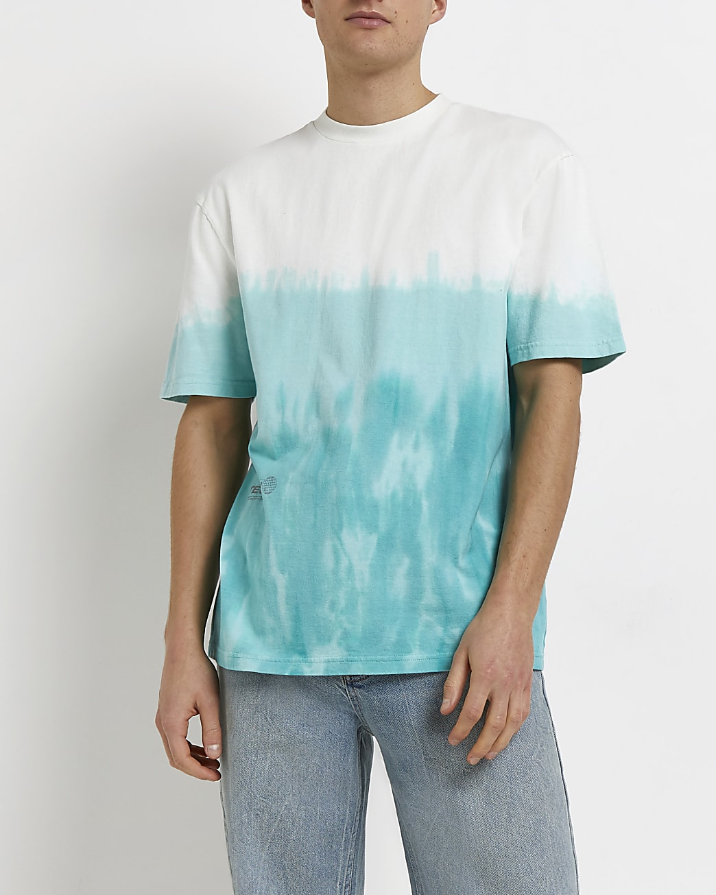 Blue regular fit tie dye fade t-shirt