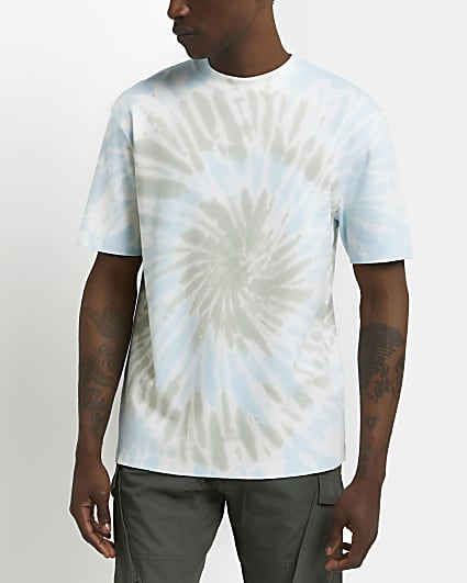 Blue regular fit tie dye t-shirt