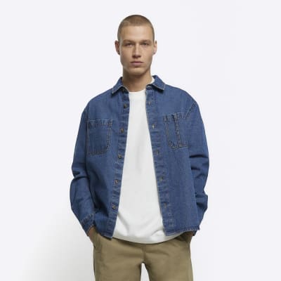 Mens denim jacket river hot sale island