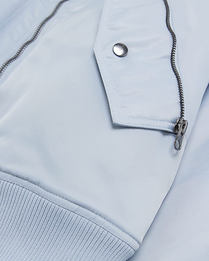 Blue regular fit zip up MA1 bomber jacket