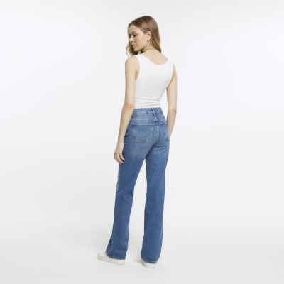 Blue relaxed bootcut jeans River Island