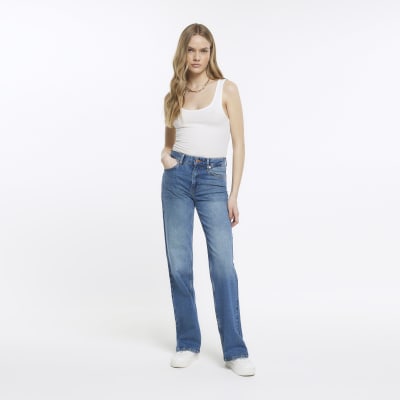 Blue relaxed bootcut jeans River Island