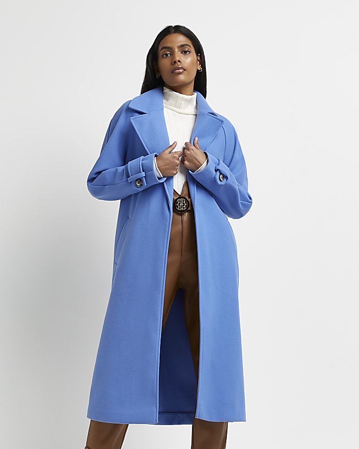 Blue relaxed duster coat