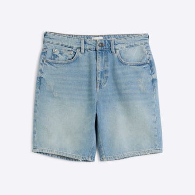 River island mens jean shorts on sale