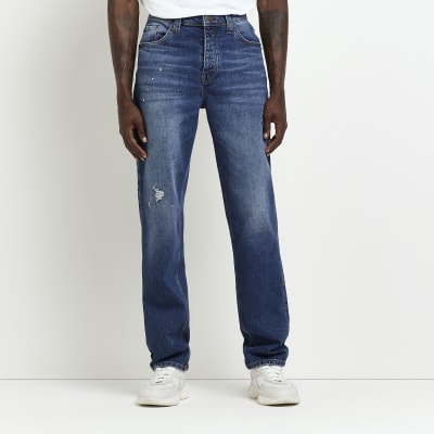 Blue Relaxed loose fit ripped jeans River Island