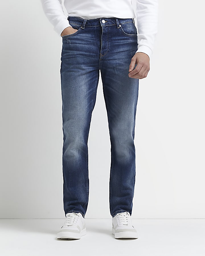 Blue relaxed slim fit jeans
