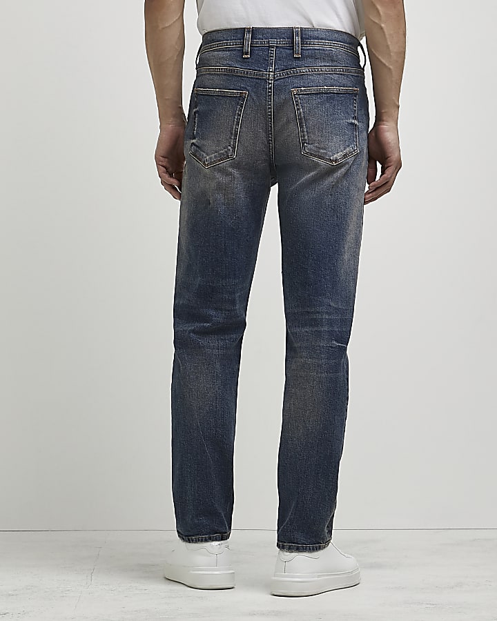 Blue relaxed slim fit jeans