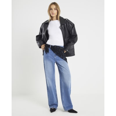 Blue Relaxed Straight Fit Scarf Jeans