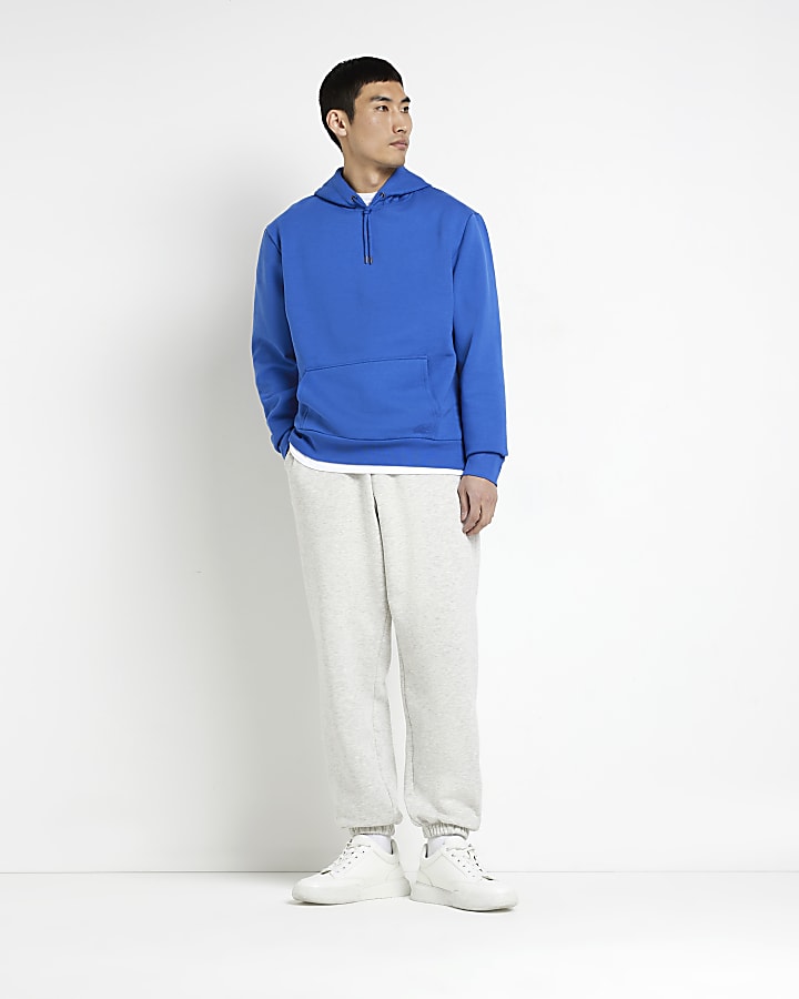Blue RI branded regular fit hoodie