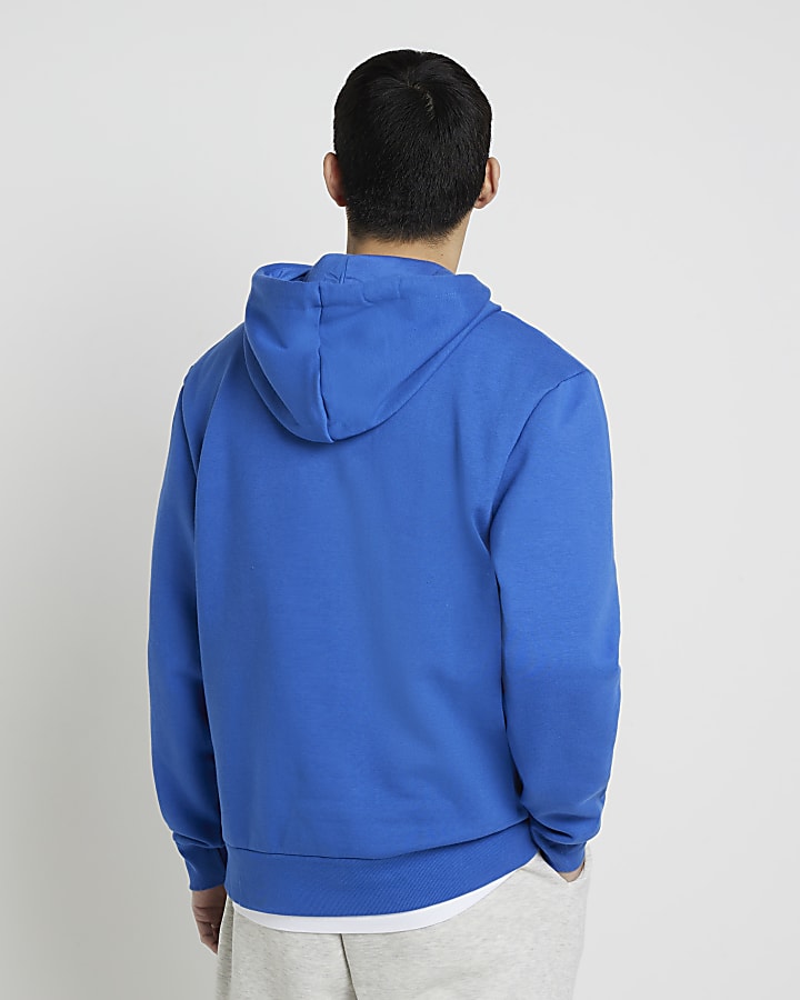 Blue RI branded regular fit hoodie