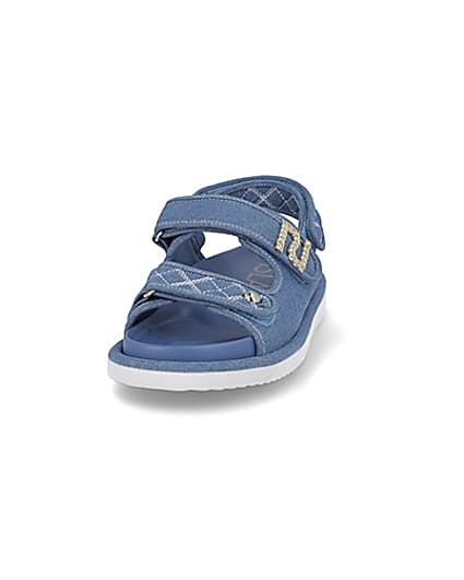 360 degree animation of product Blue RI embellished denim dad sandals frame-22