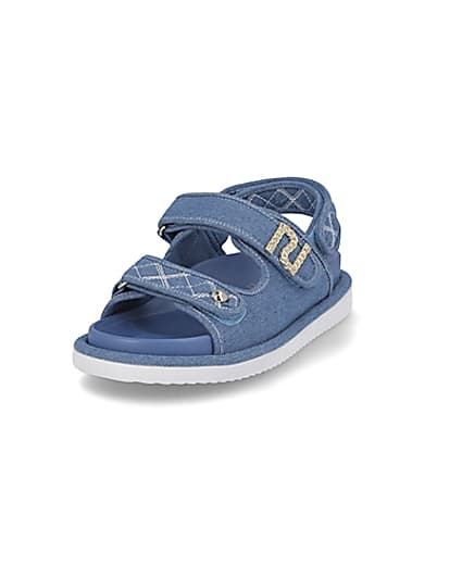 360 degree animation of product Blue RI embellished denim dad sandals frame-23