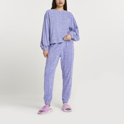 Blue RI embossed lounge joggers