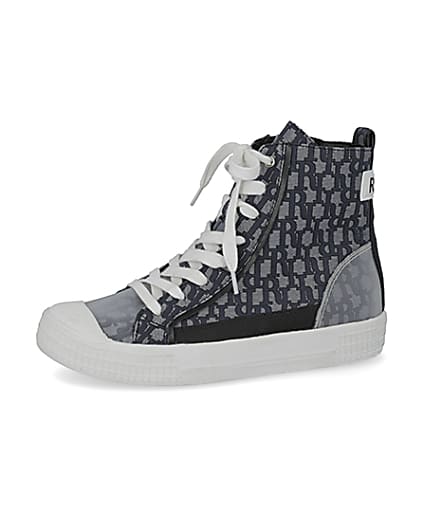 360 degree animation of product Blue RI monogram high top trainers frame-2