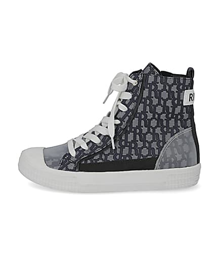 360 degree animation of product Blue RI monogram high top trainers frame-3