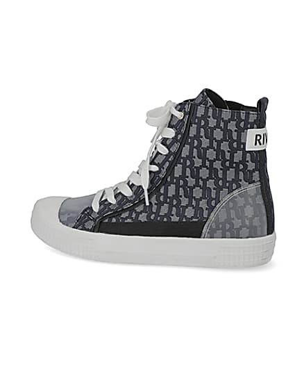 360 degree animation of product Blue RI monogram high top trainers frame-4