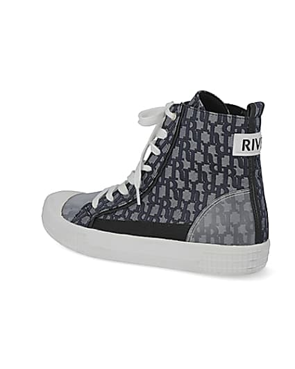 360 degree animation of product Blue RI monogram high top trainers frame-5