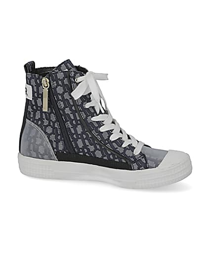 360 degree animation of product Blue RI monogram high top trainers frame-16