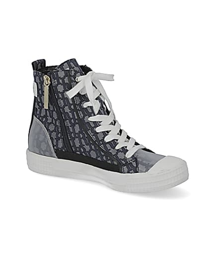 360 degree animation of product Blue RI monogram high top trainers frame-17