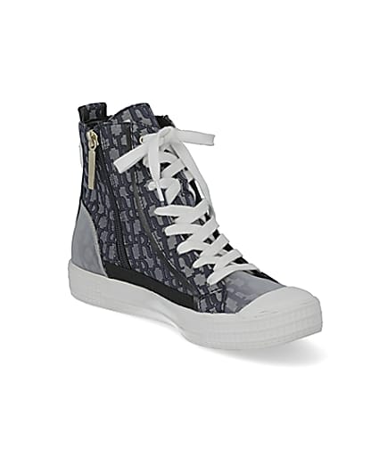 360 degree animation of product Blue RI monogram high top trainers frame-18