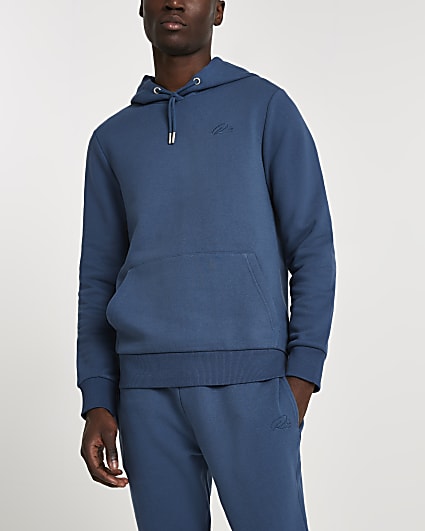 Blue RI muscle fit hoodie