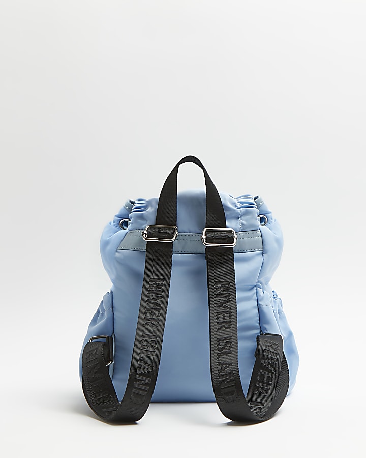 Blue RI ruched nylon backpack