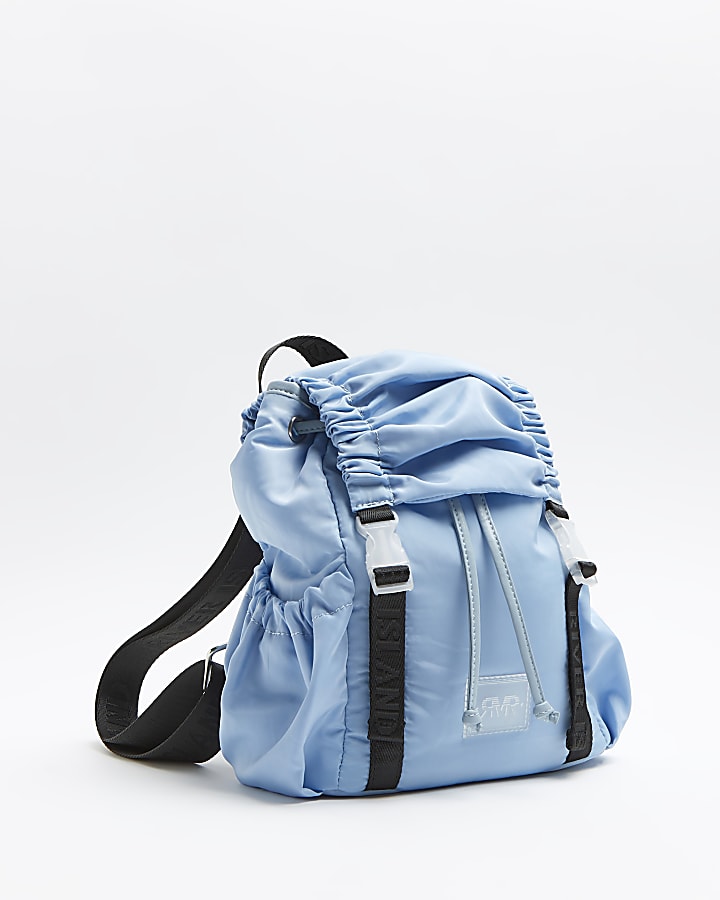 Blue RI ruched nylon backpack